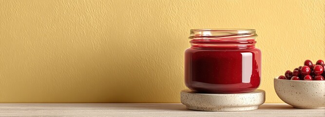 Minimalistic turkey leg block and cranberry sauce jar in Plymouth Massachusetts