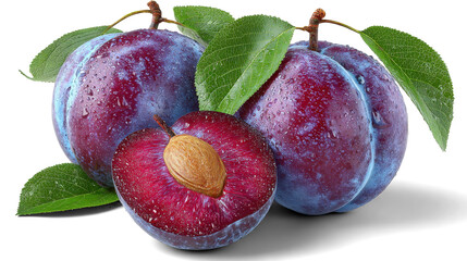 sweet plums on a white background