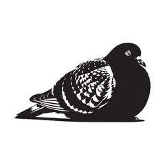 Modern Pigeon Silhouette – Pigeon Vector Design for Artistic Branding – Black Vector of Pigeon

