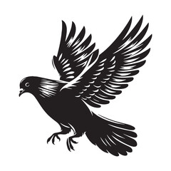 Obraz premium Bold Pigeon Silhouette – Pigeon Vector Graphic with Striking Profile – Black Vector of Pigeon