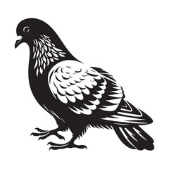 Refined Pigeon Silhouette – Pigeon Vector Artwork for Digital and Print Use – Bird Silhouette – Silhouette of Pigeon

