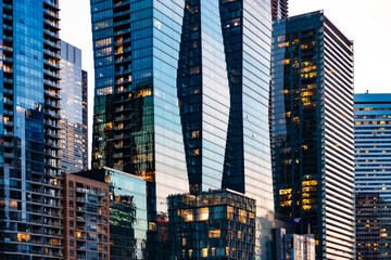 Night city skyscraper. Business skyscraper building. Architectural building in business district....