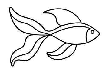 Minimalist single line continuous drawing a goldfish with flowing fins animal aquatic