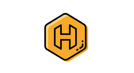 Letter h in a yellow hexagon