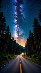 Fototapeta premium Milky Way Road Trip Night Sky.