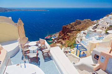 Panoramic view of Santorini Island, Cyclades Islands, Greece