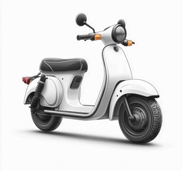 Vintage white scooter parked against a neutral background, symbolizing freedom and casual lifestyle in urban travel settings