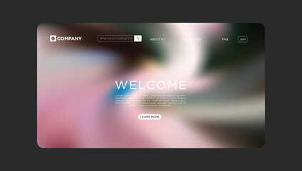 Modern website landing page with vibrant blur and welcome message for clean aesthetic designs