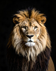 Majestic Lion Portrait with Dark Background.