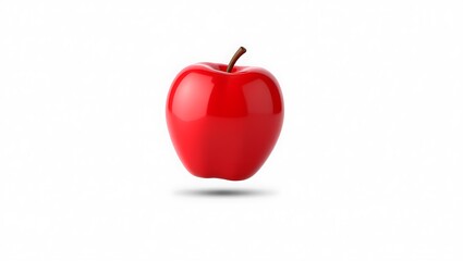 Single Bright Red Apple on White Background fruit single apple