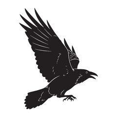  Iconic Crow Silhouette – Crow Vector Illustration for Branding and Marketing Materials – Silhouette of Crow