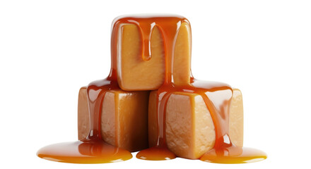 Caramel cubes with sauce
