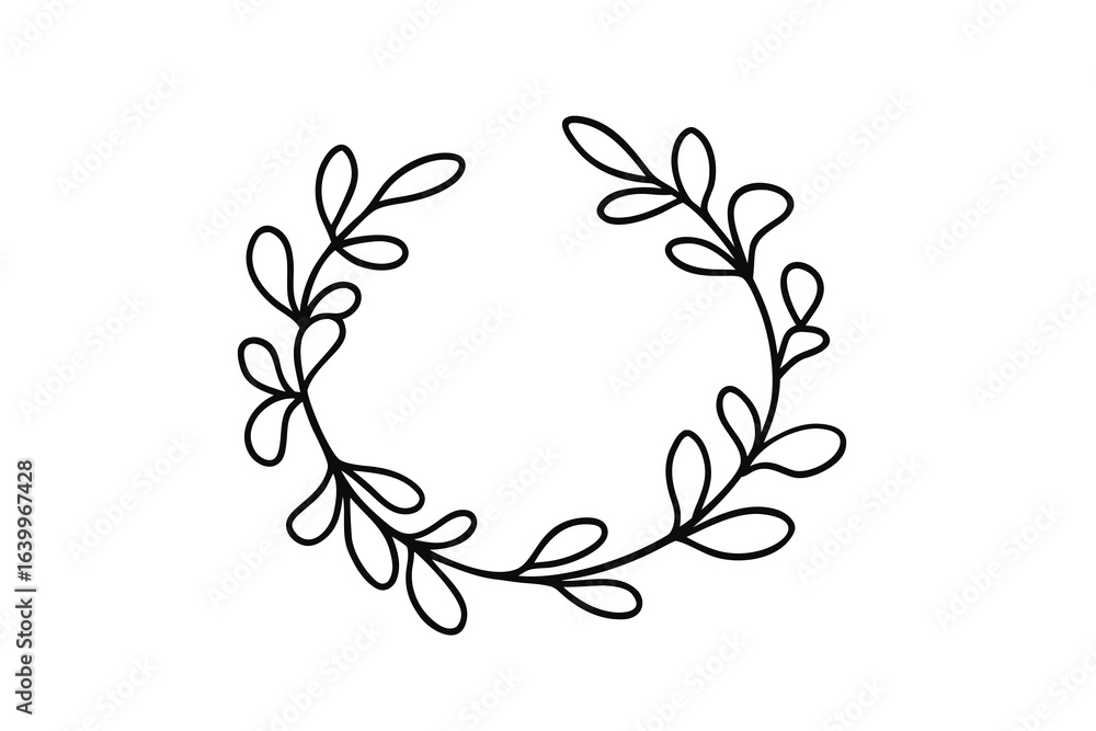 Aufkleber minimalist continuous line drawing a laurel wreath abstract branch