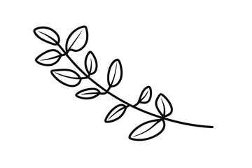 Minimalist continuous line drawing a leafy branch plant nature