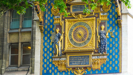 Historical clock at the Conciergerie in Paris, France.
