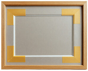 Empty light beige matted wooden picture frame