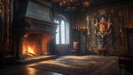 Medieval castle room interior