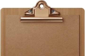 Wooden clipboard with blank, tan paper