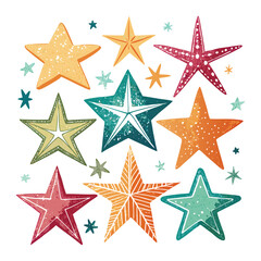 Obraz premium Colorful star Silhouette Vector Style With White Background.