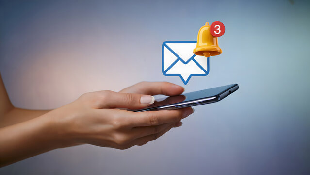 Get instant alerts with message notifications popping up on a smartphone in hand, never miss important updates or urgent reminders with timely mobile alerts