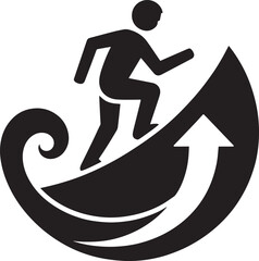 Climbing Arrow Silhouette Black Vector Illustration on Transparent Background