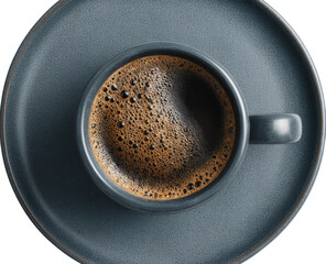 Dark coffee in a gray cup