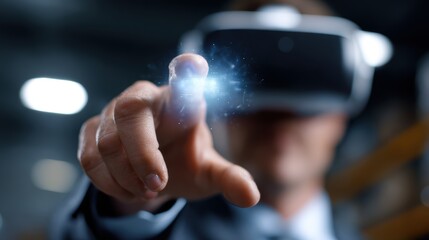 Hands operating a virtual reality simulation of a complex supply chain, training and optimization. VR, planning. Immersive, analytical.