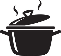 Cooking Pot Silhouette Icon Symbolizing Food Preparation and Culinary Arts