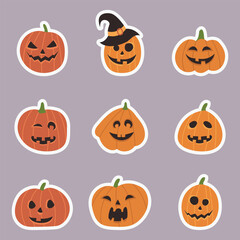 set of halloween pumpkins