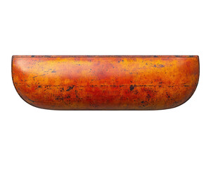 Oval, reddish-orange decorative container.  Wooden, textured,  smooth