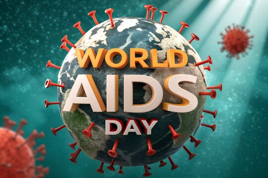 World aids day awareness with globe and virus illustration