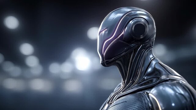 Silhouette of Future Tech Warrior Deep in Thought