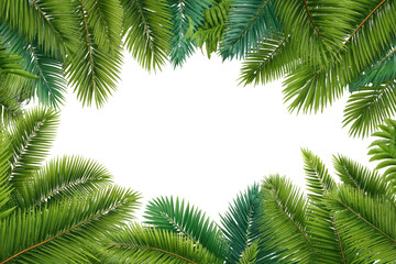 Tropical palm leaves frame a black void