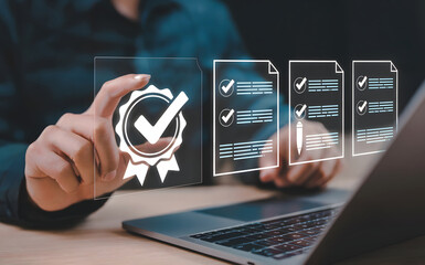 Guaranteeing professional quality and standards with document checklist and laptop accessibility for seamless workflow and compliance assurance