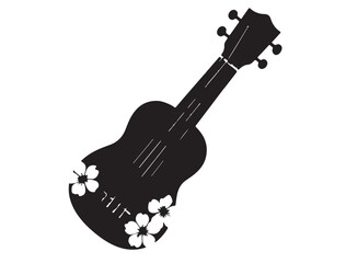 fancy guitar in silhouette on white isolatedm