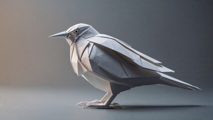 Hyper Realistic White Origami Bird on a Colored Background