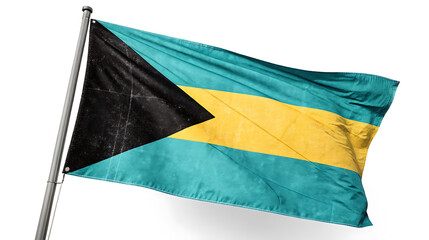 Bahamas flag waving in the wind isolated on white background
