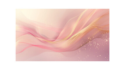 Elegant pink and gold flowing abstract background with sparkles.