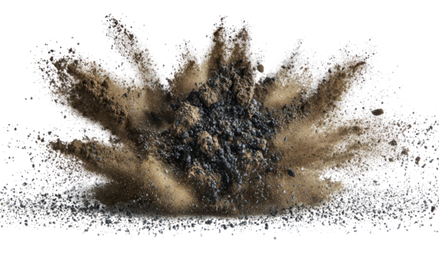 Explosion of dark earth, radiating outward