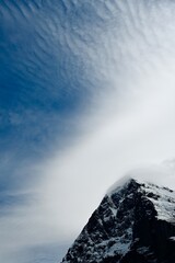 Picturesque Swiss Mountain Scenery in the Jungfrau Alps in Bernese Oberland with Eiger and Mönch and glacier