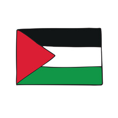 Vector hand drawn sketch doodle Palestine flag isolated on white background