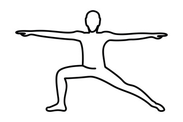 Minimalist continuous line drawing a person in warrior two yoga pose vector
