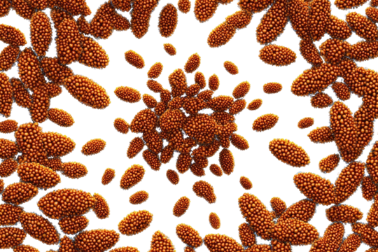 Microscopic orange organisms on black