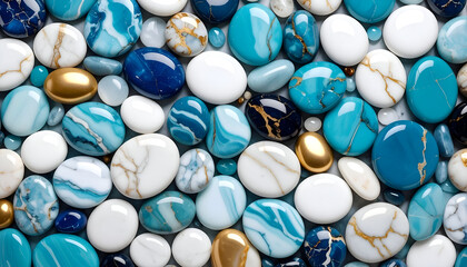 Blue with White, and Gold Stones Texture.