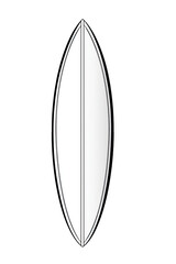 Simple, outlined, white surfboard graphic