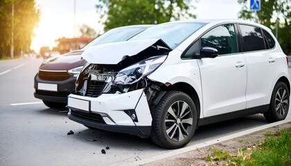 Car Crash Accident City Street.
