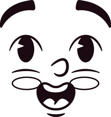 Astonished caricature face vector illustration