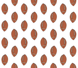 Vector seamless pattern of hand drawn doodle sketch American football ball isolated on white background