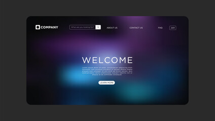 Modern website landing page design with welcoming message and sleek navigation elements