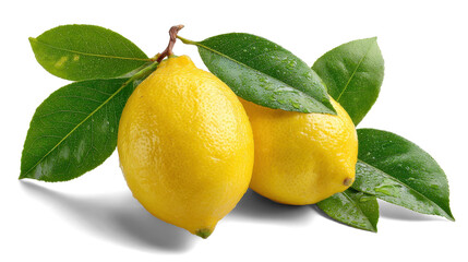 Lemons with slice on white background